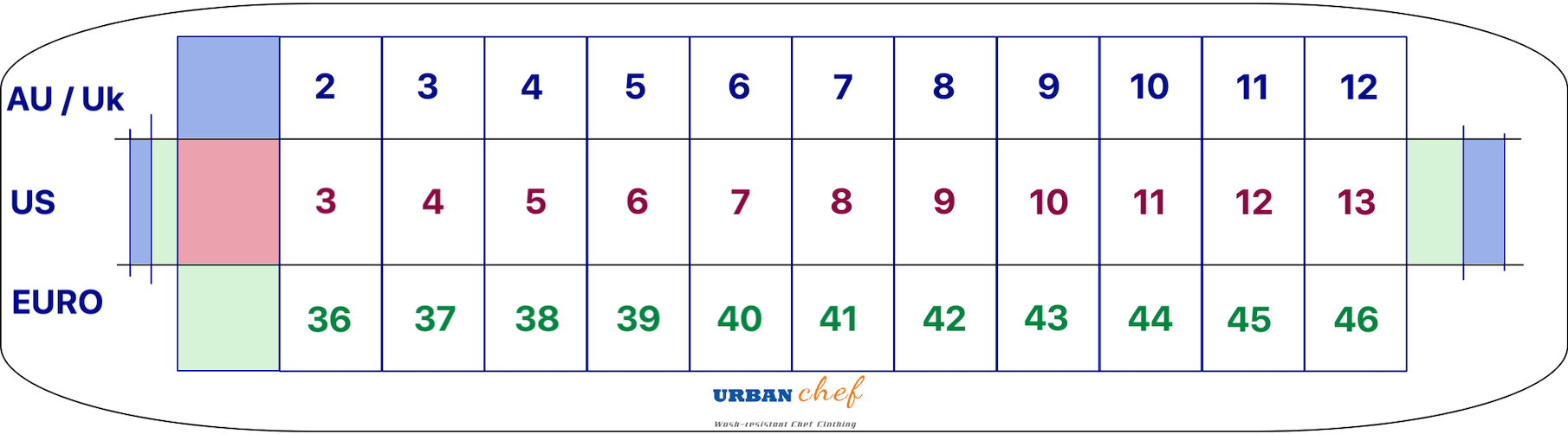 mens shoe size chart